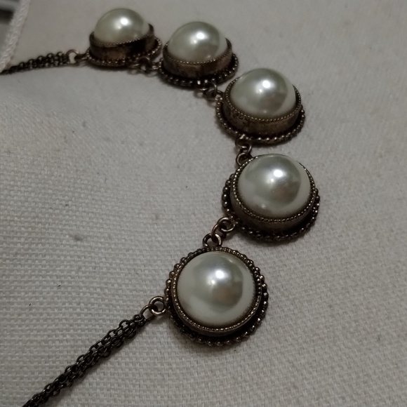 Women's Half Pearl Statement Necklace/Choker - Picture 2 of 6